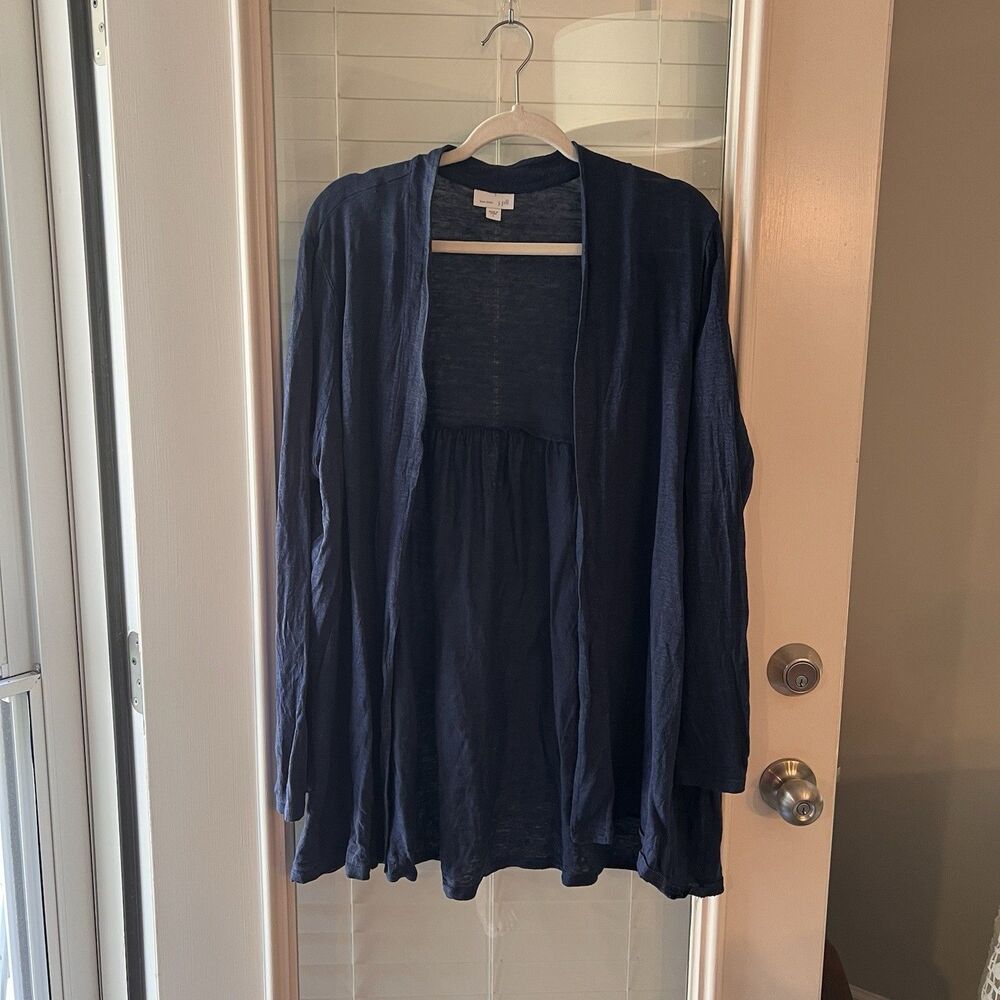 J Jill Women’s Cardigan Large 100% Linen Coastal